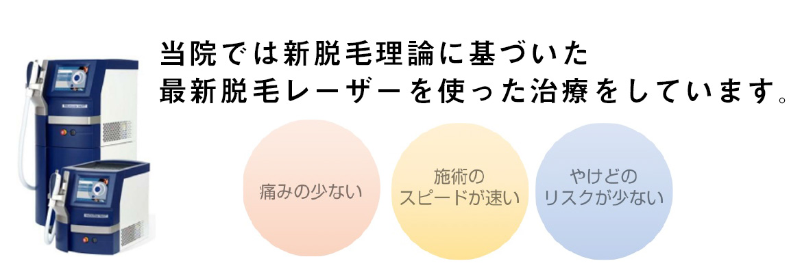 当院では新脱毛理論に基づいた最新脱毛レーザーを使った治療をしています。