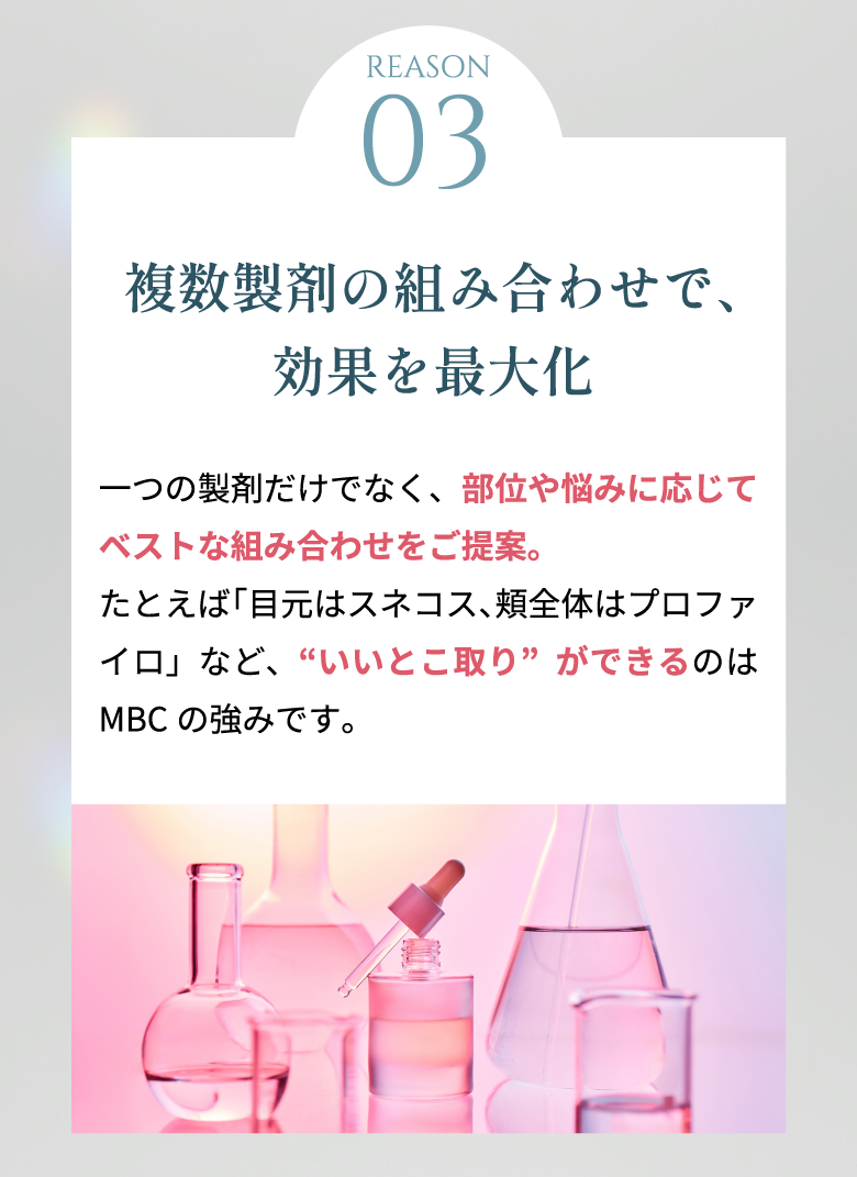 複数製剤の組み合わせで、効果を最大化