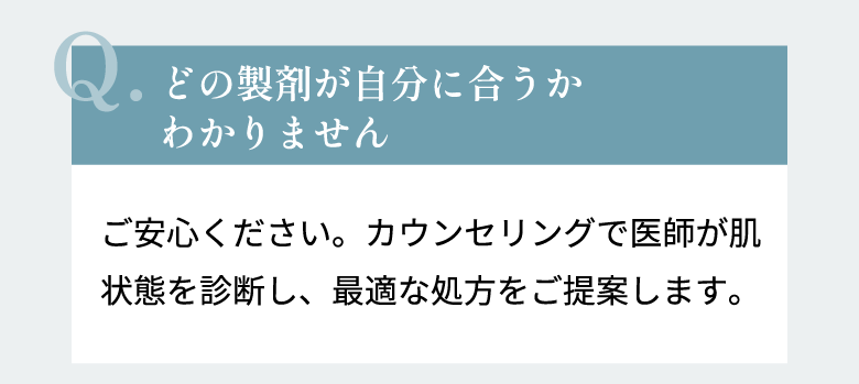 どの製剤が自分に合うかわかりません